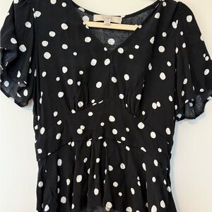 LOFT Black and White Polka Dot Blouse - Vintage Style Chic